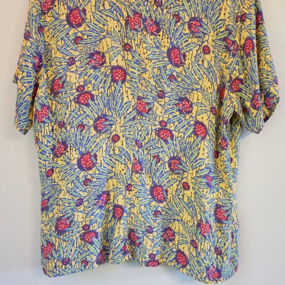Flax By Jeanne Engelhart Hawaian Print Button Down Shirt Women M Tropical Resort - Picture 10 of 12